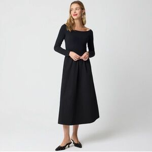 NEW J. Crew Factory Black Off-the-Shoulder Knit Mixy Dress Long Sleeves Size XXL